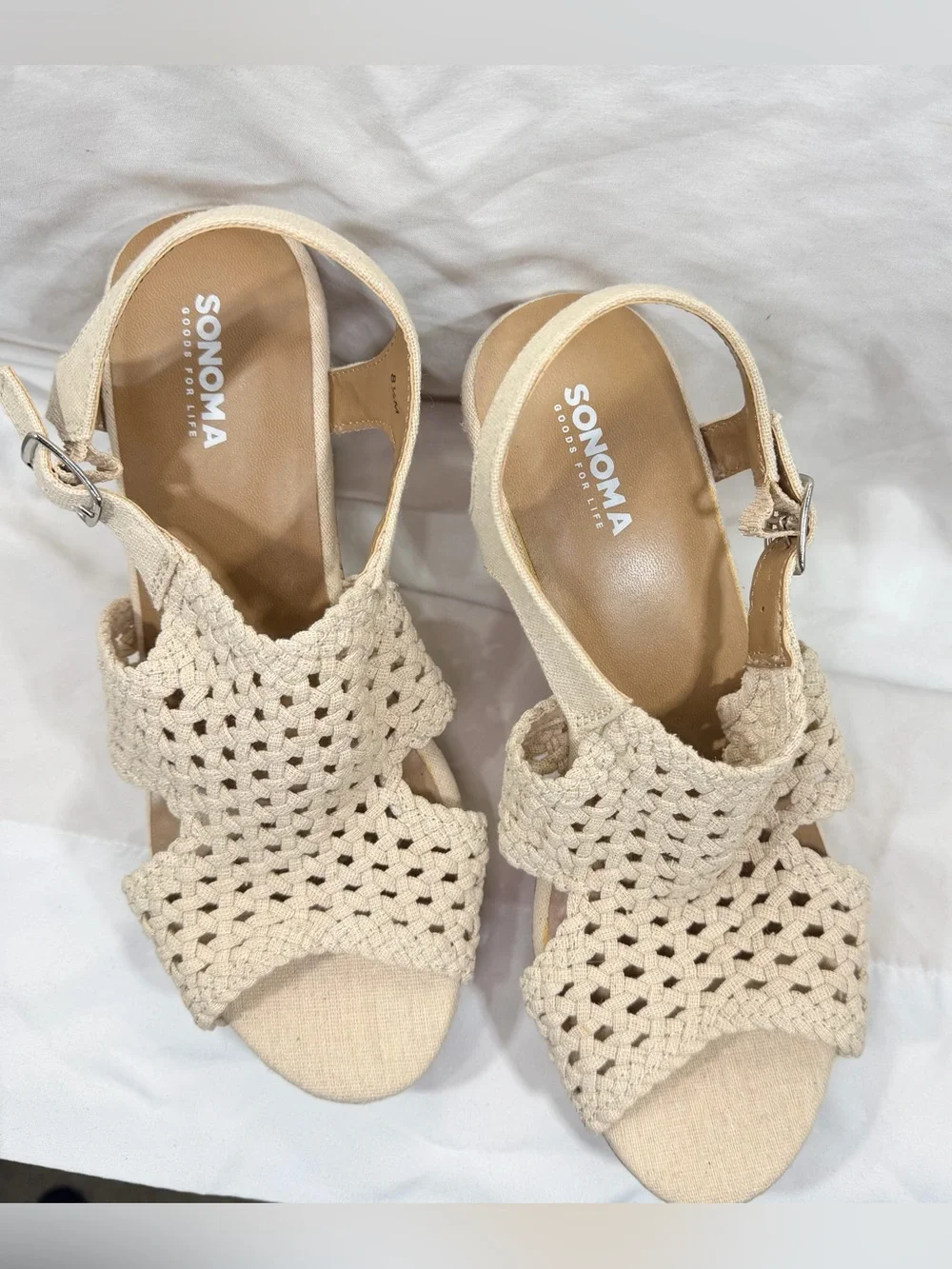 Kohl's Woven Cream Platform Wedge Sandals